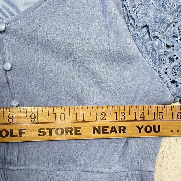 Polagram Maxi Dress‎ Womens S Blue With Lace Sleeves Lined Prairie - Picture 6 of 10